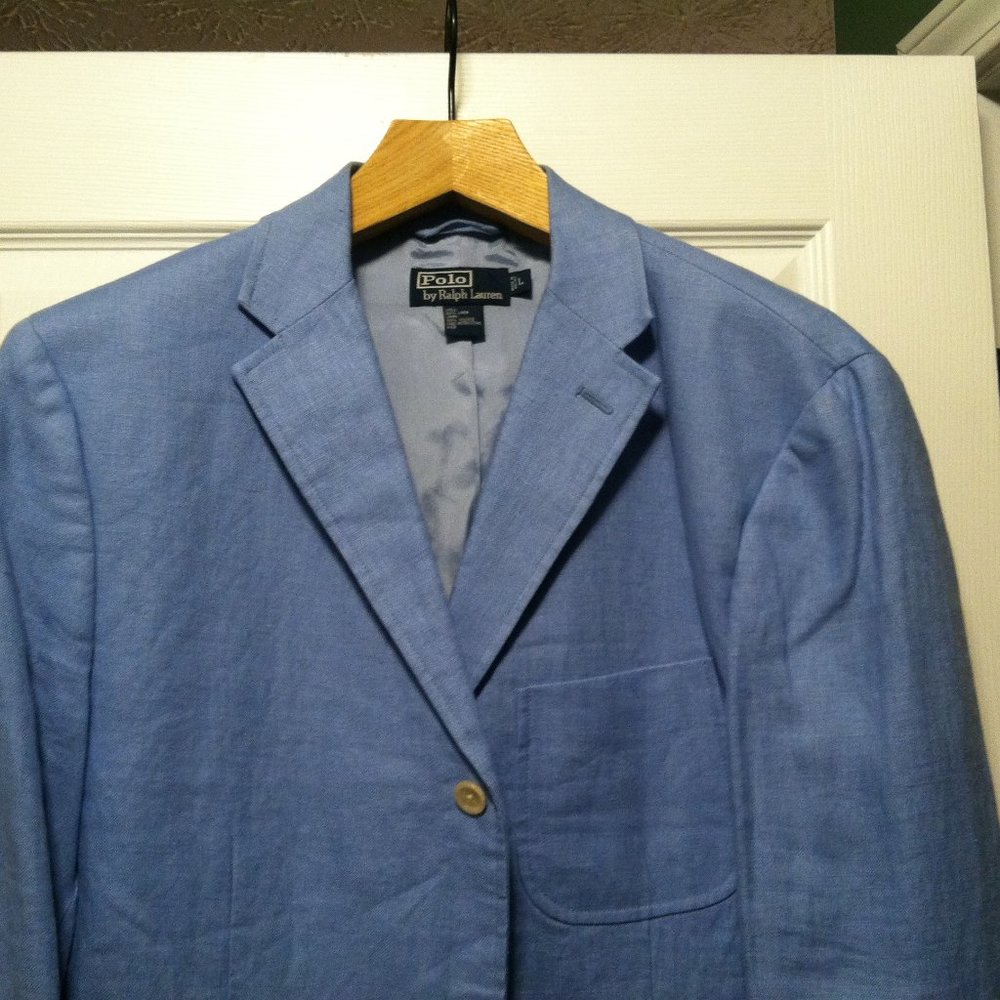 POLO RALPH LAUREN MENS NEW 100% LINEN SINGLE VENTED SPORT COAT BLAZER SIZE: L - Picture 4 of 9
